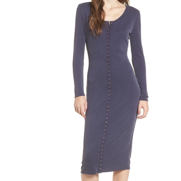 BP Navy Blue Henley front snap long sleeved dress - Picture 2 of 8